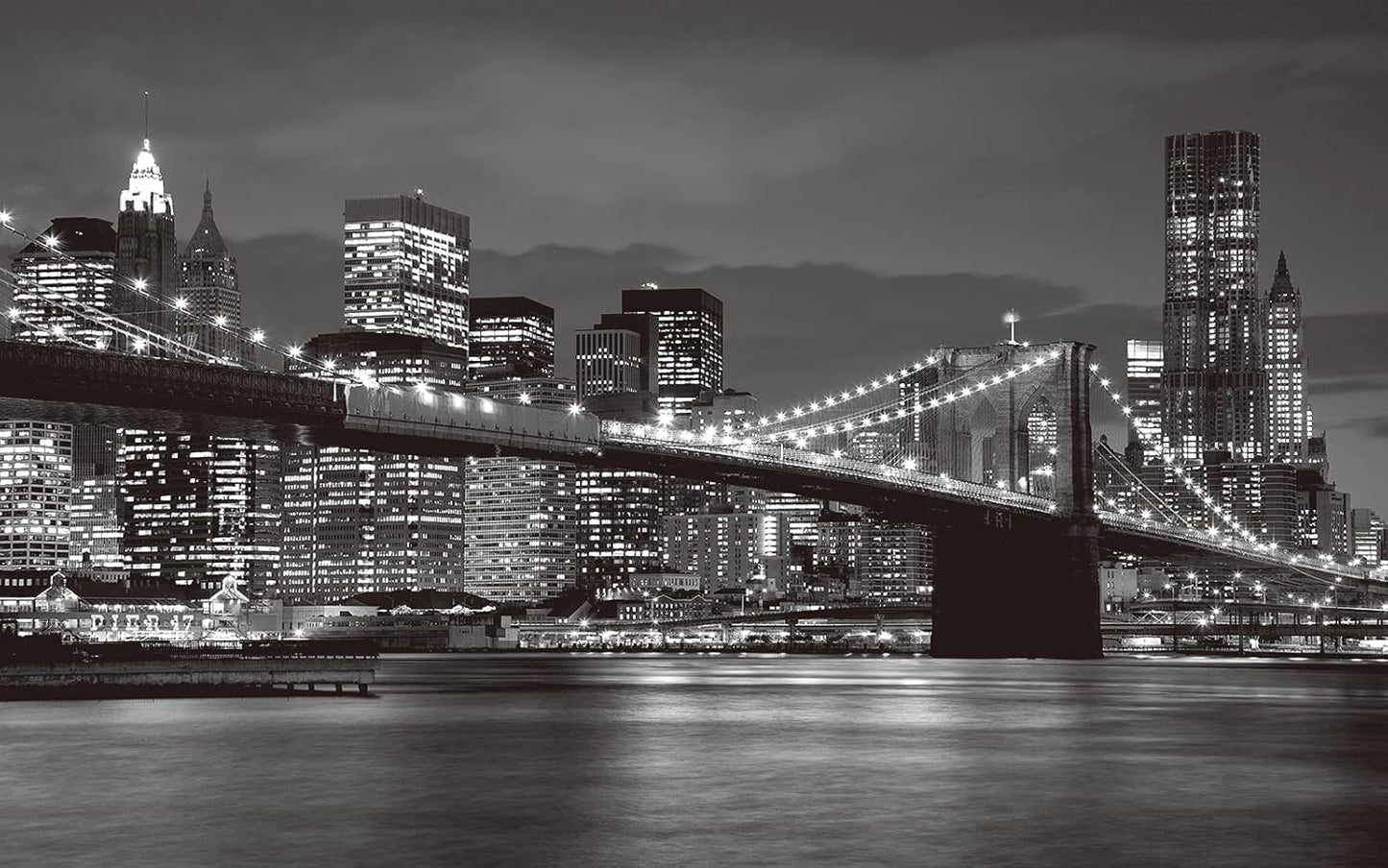 Brooklyn Bridge and New York City Wall Murals Large Photo Wallpaper Murals for Wall Living Room Bedroom Dining Room（Not Peel and Stick）