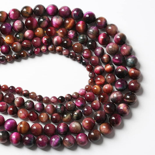 61pcs 6mm Top AAA Natural Tiger Eye Beads for Jewelry Making Rose Red Starry Sky Tiger Eye Stone Round Loose Beads DIY Bracelet Necklace Earrings