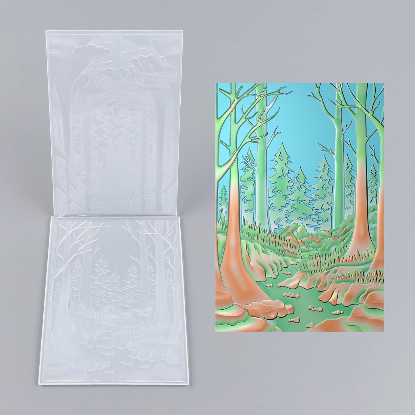 BAOFALI 3D Embossing Folder for Card Making,Deep Forest, Trees Texture Plastic Texture Fades Embossing Folder Template for Scrapbooking Cardstock Album DIY Decoration Paper Crafting 6.3x4.5inch