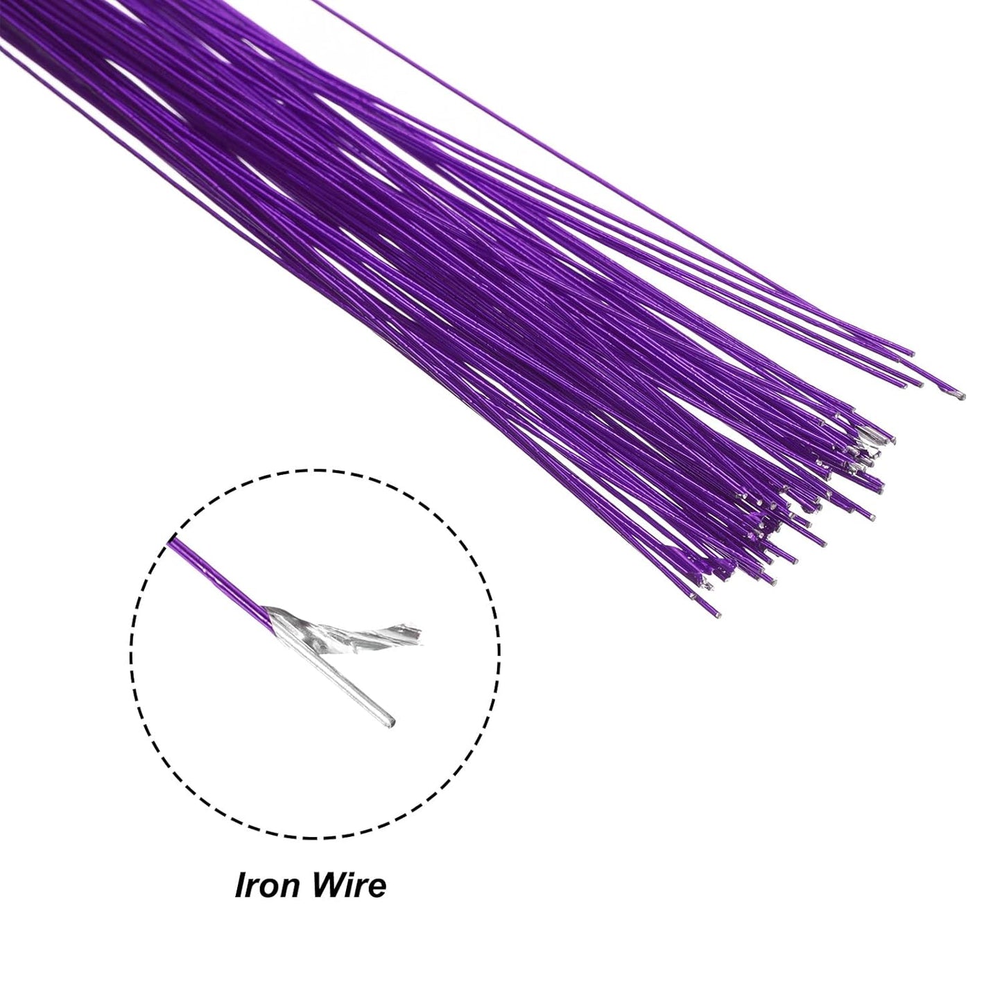 PATIKIL 32 Inch 22 Gauge Floral Stem Wire, 3 Pack/120 Pieces Bouquet Stem Paper Wrapped for DIY Crafts Flower Arrangements, Purple