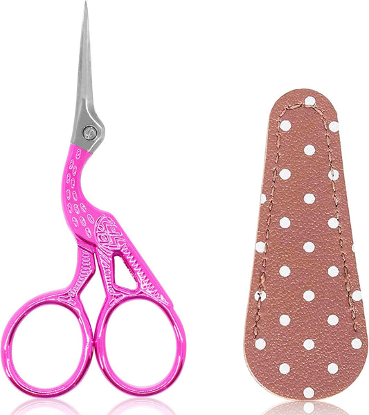 BIHRTC Little Bird Scissors 3.6Inch Sewing Scissors with Artificial Leather Cover Craft Scissor Shears for Crafting Threading Cross Stitch Cutting Art Work DIY Tool