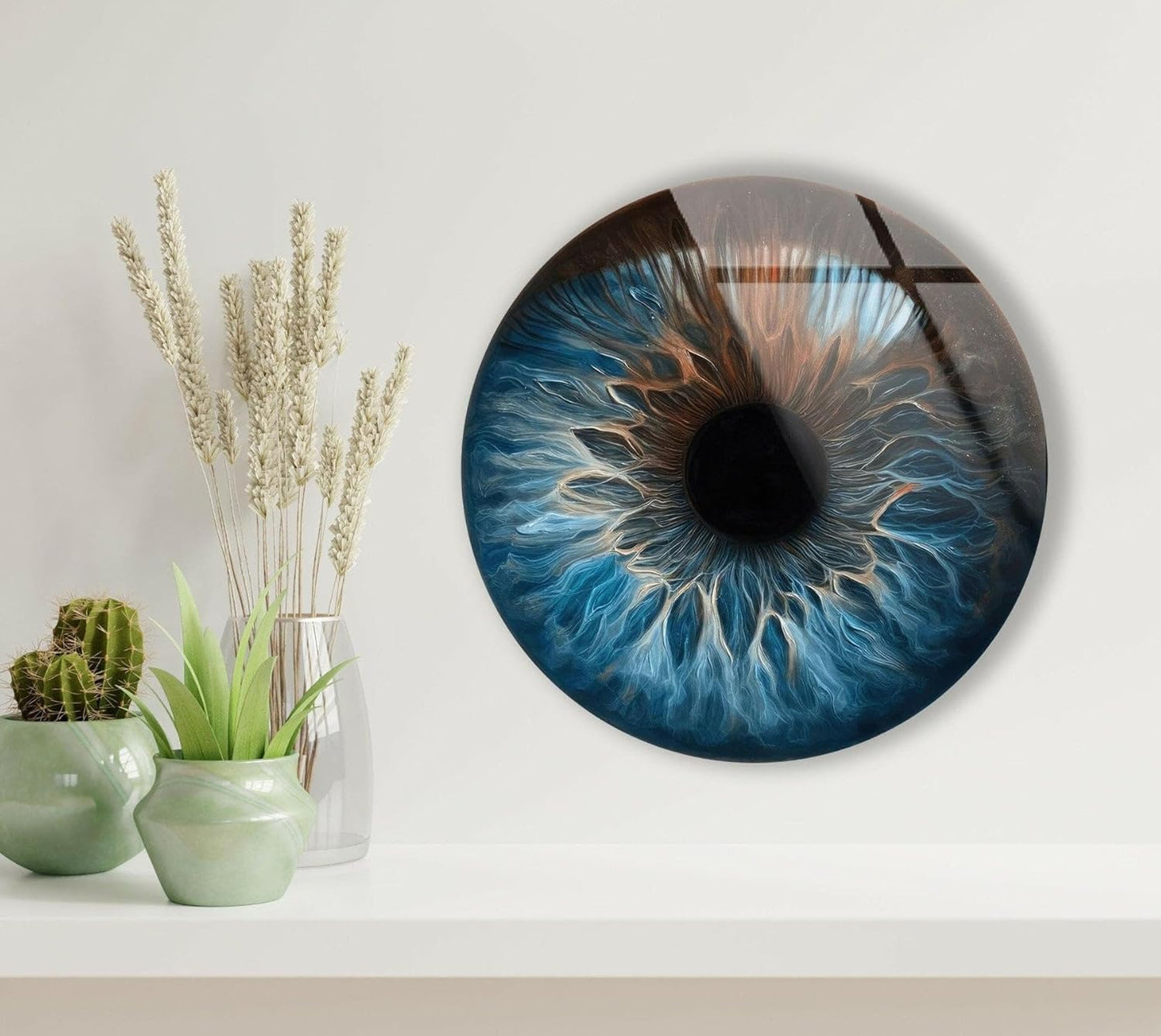 My Photostation.com 27.5''(70cm) Diameter Eye Round Blue Glass Wall Art Tempered Glass Printing Wall Decor Large Wall Art Wall Hangings