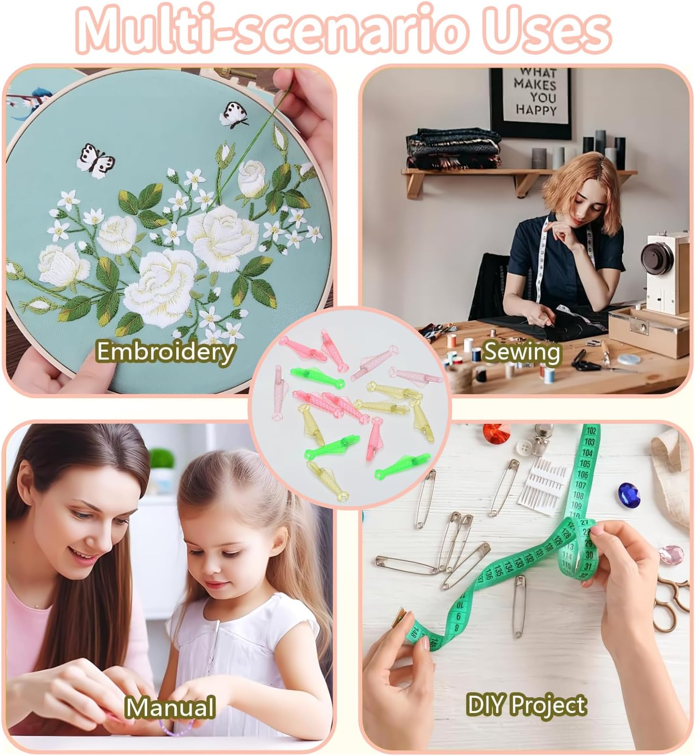 Fish Mouth Needle Threader for Sewing Machine, Quick Sewing Needle Threader Tool, Fish Type Sewing Machine Needle Threader, Sewing Threaders for DIY and Sewing Machine (Mixed Color)