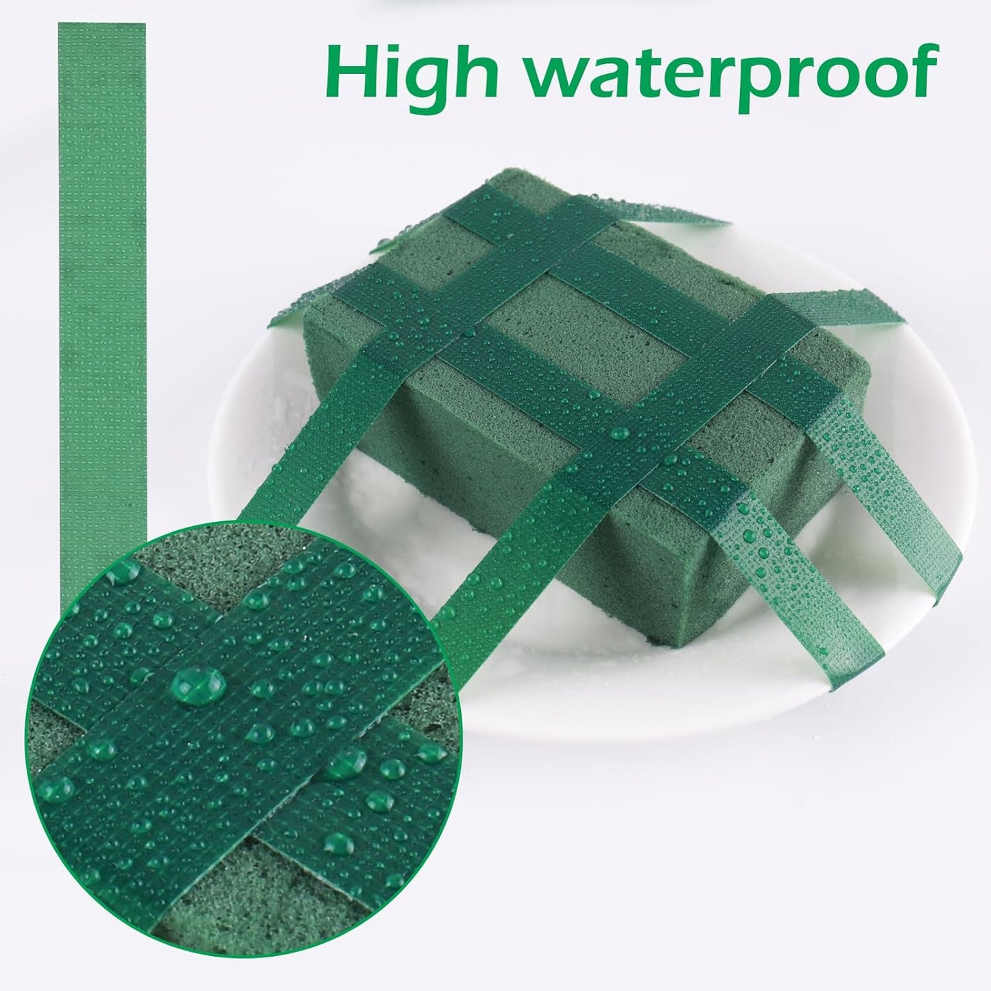 GLAMFIELDS Floral Tape Green, Flower Wrap Adhesive Waterproof Tape for Bouquets 0.26" (60 Yd/180 Ft) - 1 Roll/Green