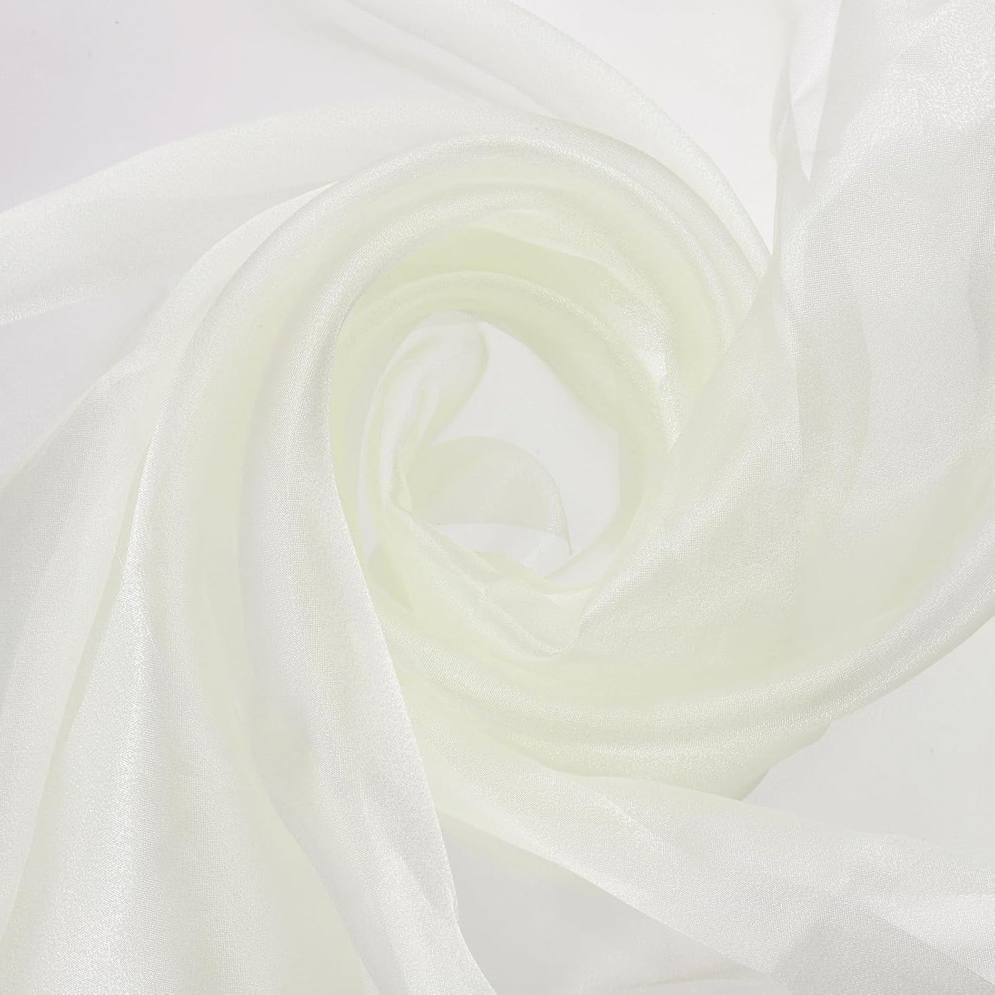 MECCANIXITY Iridescent Sheer Organza Fabric, 10 Yards x 59 Inches Solid Holographic Shiny Fabric Organza Cloth for Wedding, Curtains, Costume, Photo Background, Beige