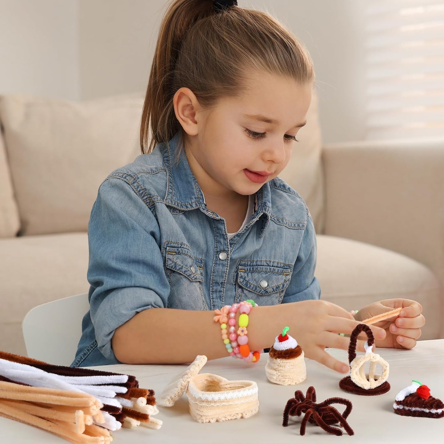 DaisyInner 700 Pcs Halloween Fall Pipe Cleaners Craft Bulk Pastel Chenille Stems Flower DIY Gradient Colored Fluffy for School Classroom Thanksgiving Christmas Party Supplies(Brown Boho Color)