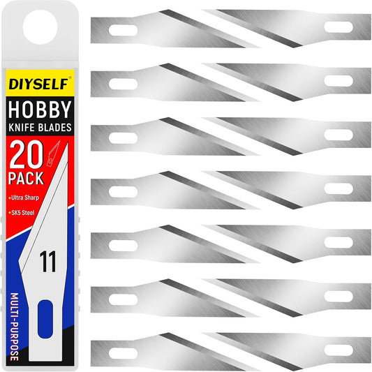 DIYSELF 20PCS Craft Knife Blades, SK5 Carbon Steel #11 Exacto Knife Blades Refill Hobby Art Blade Exacto Blade Cutting Tool with Storage Case for Craft, Hobby, Scrapbooking, Stencil