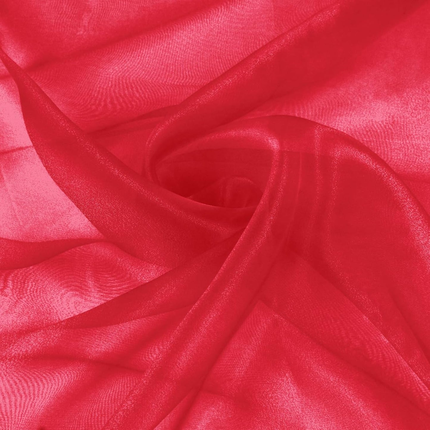 VACVELT Sheer Organza Fabric by The Yard, 60 Inch Wide Red Organza Fabric Bolt Bridal Sheer Tulle Fabric, Silk Organza Fabric Roll for Wedding Party Decorations Backdrop Curtain (2 Yards)