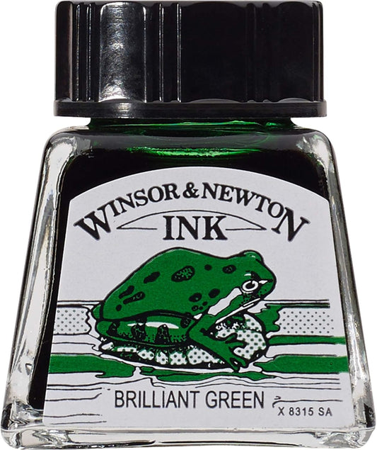 Winsor & Newton Drawing Ink, 14ml Bottle, Brilliant Green
