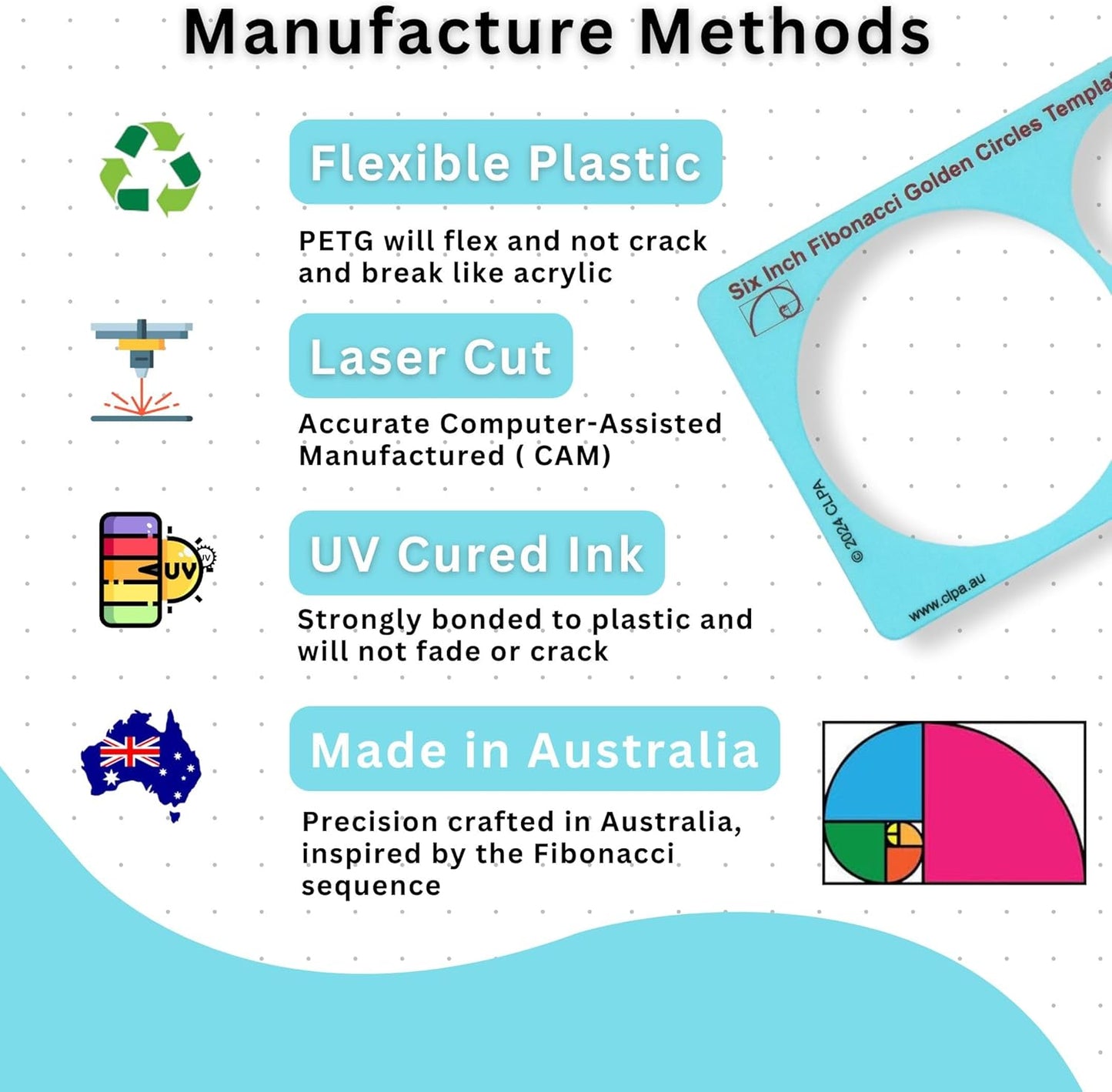 5" Square Stencil Template for Drawing and Drafting: A Fibonacci-Inspired Square Template Tool for Artists Allows The Simple Application of The Golden or Divine Ratio for Artistic Design