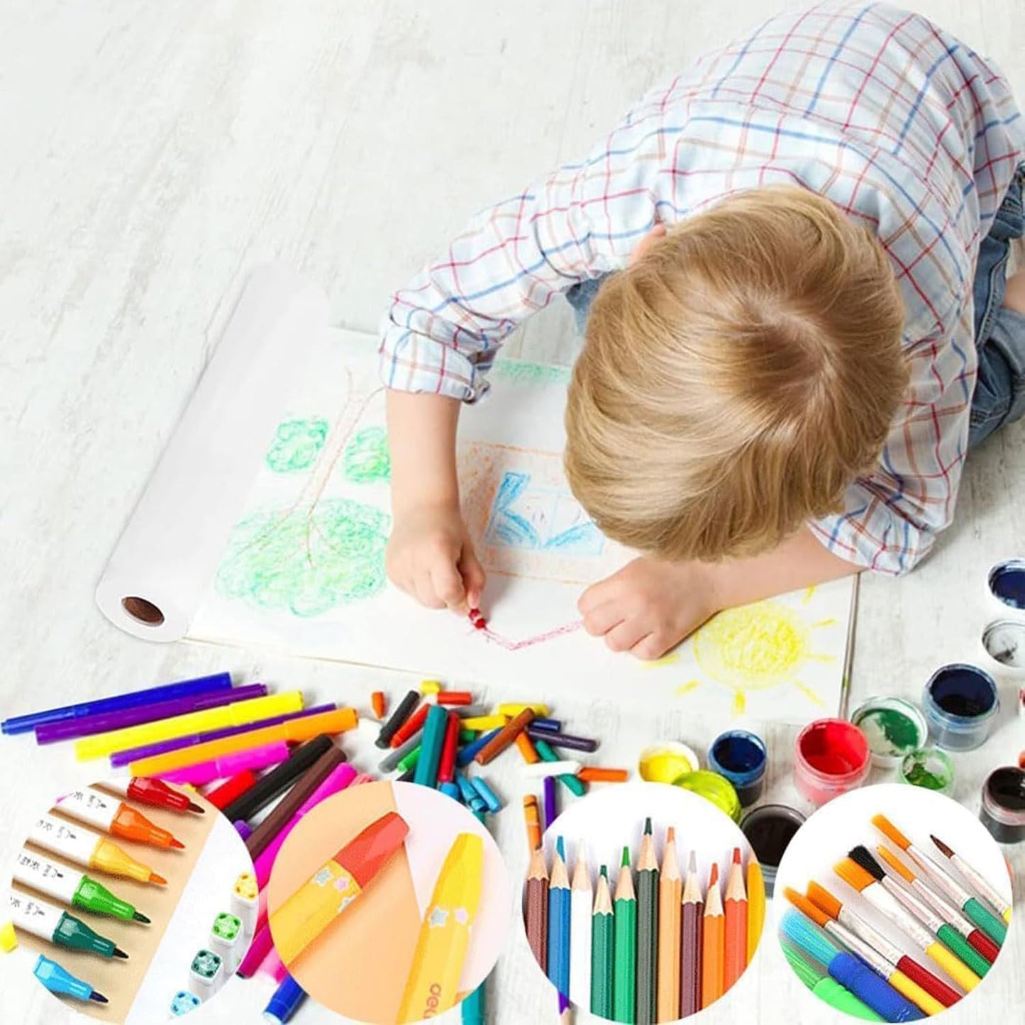 White Wrapping Paper Roll 30"x 1200" Craft Paper Roll for Drawing Painting Art Supplies, White Paper for Easel Poster Bulletin Board, Kraft Paper Roll for Packing Moving, Gift Wrapping