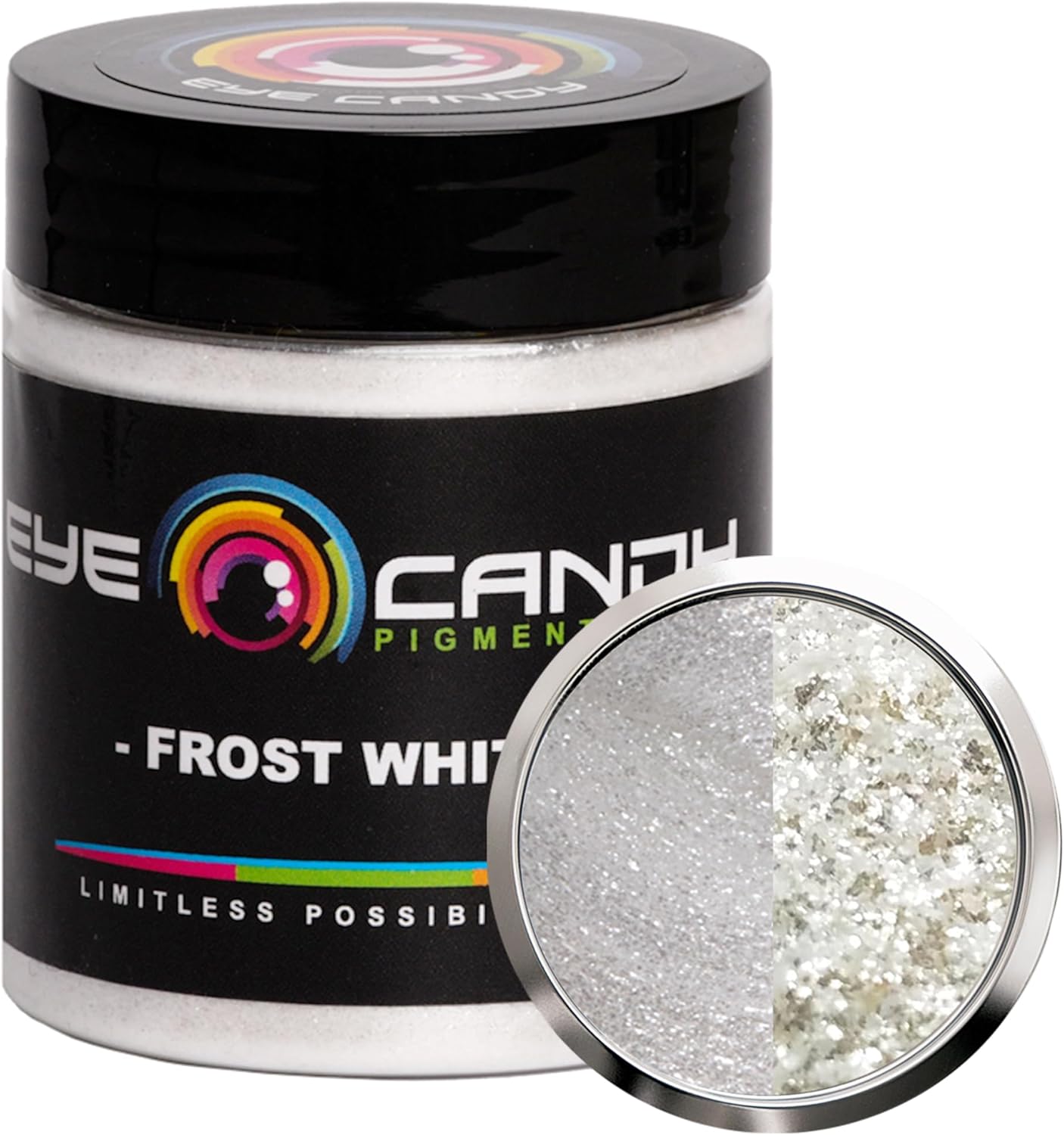 Eye Candy Pigments Premium White Mica Powder - Frost White (25gr) - for Epoxy, Resin, Soap, Paint, Woodworking, Acrylic Pouring, Bath Bombs, Fishing Lures - DIY Arts and Crafts Additive