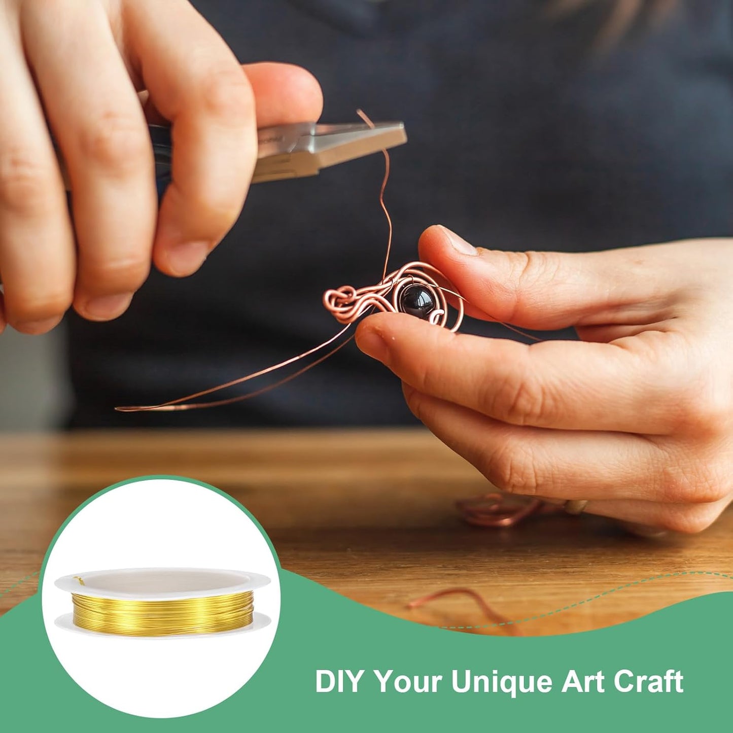 0.5 mm/24 Gauge Copper Wire for Jewelry Making, 20.3FT Copper Beading Craft Wire for Jewelry/Weaving/DIY Crafting/Planting, Color-Retaining [6.2M, Gold Tone]