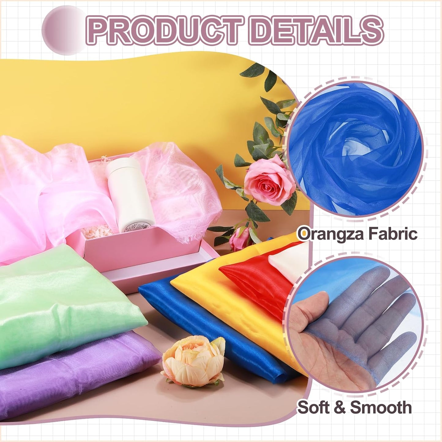 MECCANIXITY Iridescent Sheer Organza Fabric, 2 Yards x 59 Inches Solid Holographic Shiny Fabric Organza Cloth for Wedding, Curtains, Costume, Photo Background, Sapphire Blue