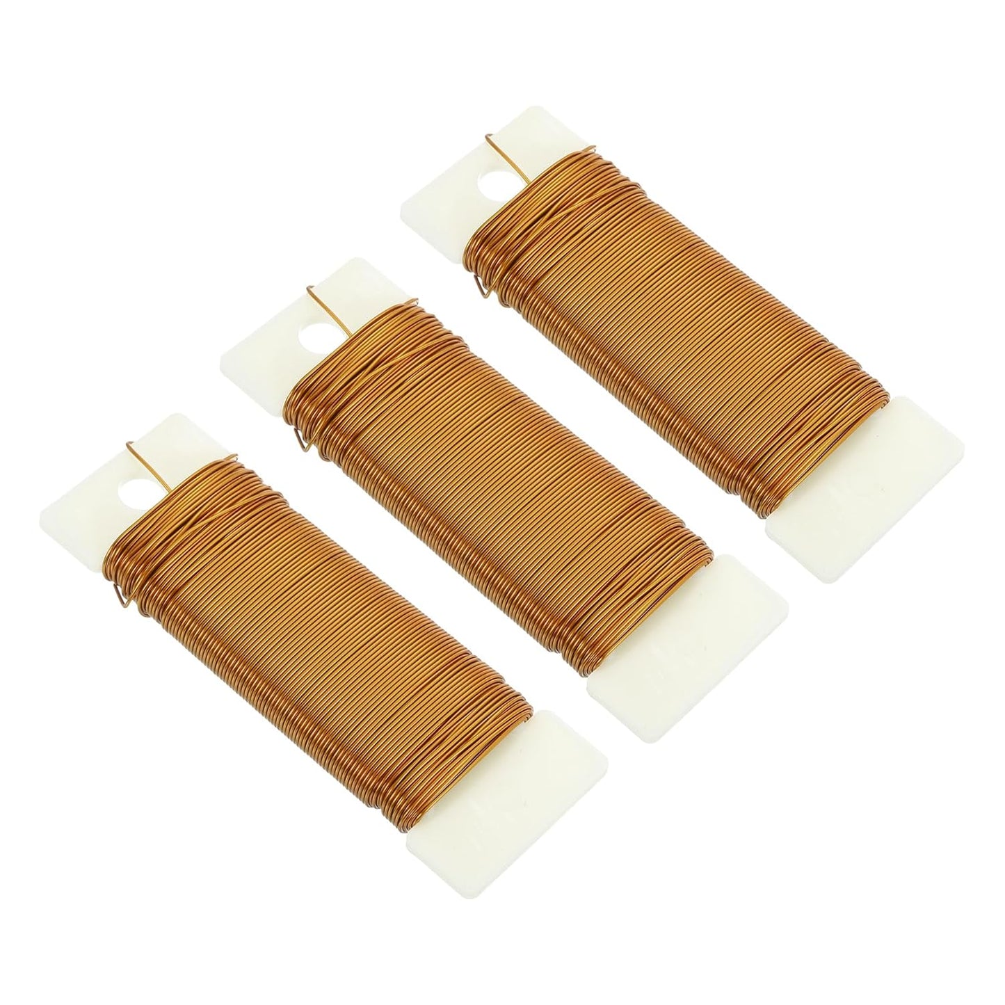 MECCANIXITY 114 Yards/345 Feet Metal Floral Wire 21 Gauge Gold Tone Flexible Paddle Thin Floral Wires for Craft, Christmas Wreath, Flower Arrangement, Wedding, Total 3 Roll