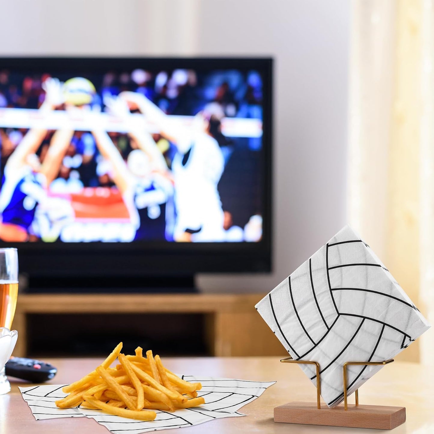 Aodaer 48 Count Volleyball-Themed Paper Napkins, 13 x 13 Inches Unfolded, 2-Ply Disposable Party Napkins for Volleyball Sports Party Supplies