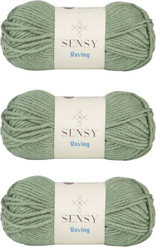 3 Skeins of Sensy Roving Yarn, 3.5 oz, 132 Yards, Gauge 5 Bulky (Lily Pad)