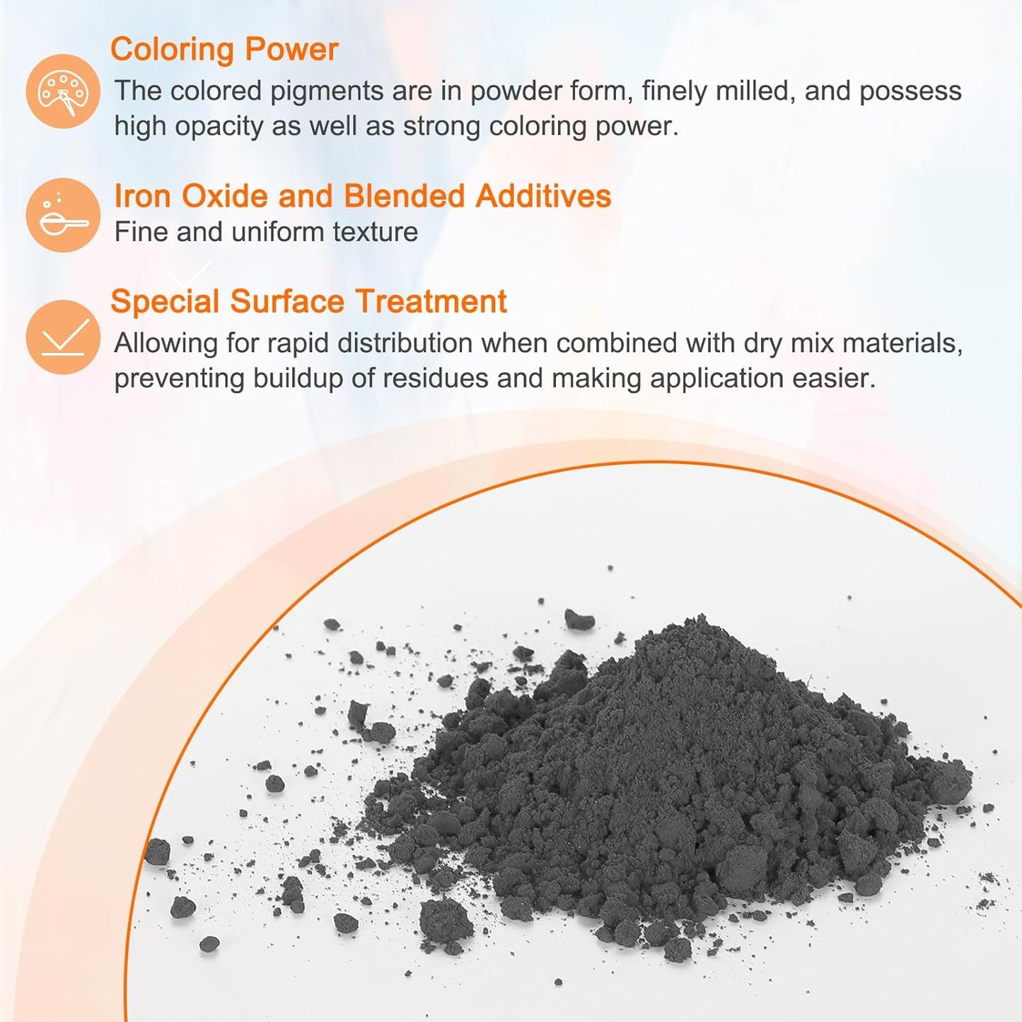 HARFINGTON Iron Oxide Powder Concrete Pigment 700 Mesh 3.5oz (100g) Iron Oxide Grout Pigment for Pastel Tile Paint Concrete Cement, Charcoal Gray