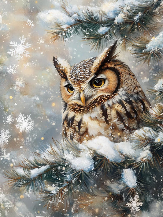 Moohue 14CT Counted Cross Stitch Kits for Adults Printed Stamped Cross Stitch Patterns Kits Cross Stitch Supplies (Winter Animal Owl)