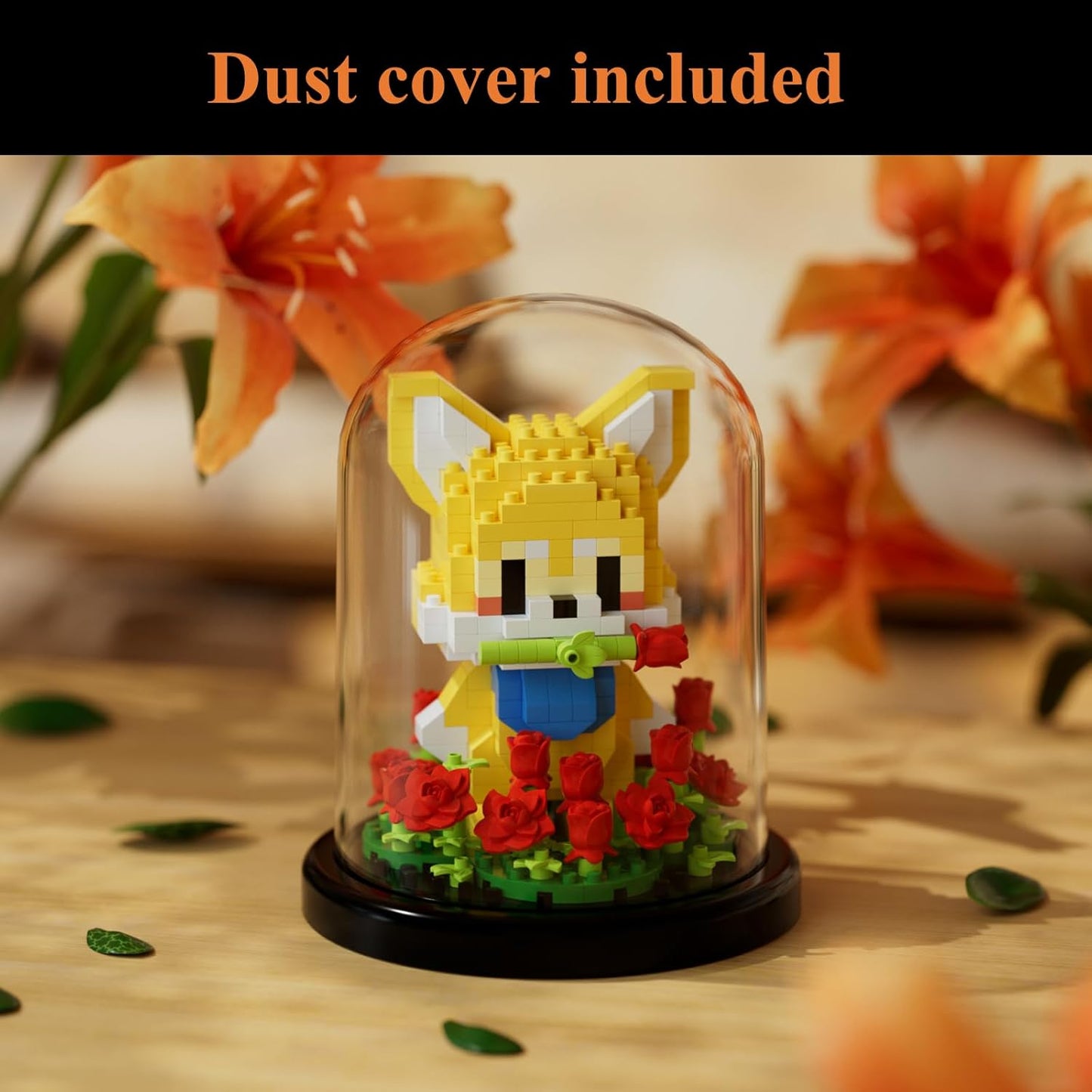 Artificial Flower Animal Toy Building Set for Adult,Mini Dog Plant Bonsai Tree,Botanical Collection Gift for Kid,Office Home Decor Building Block,Birthday Gift for Girl Women Mom Friend(Roses)