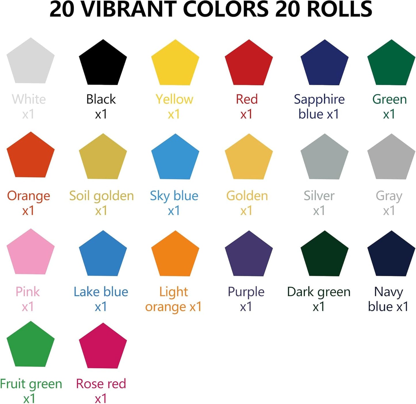 FUNKAKA Heat Transfer HTV Vinyl Bundle, 20 Rolls 12" x 5ft Iron On Vinyl for T-Shirt 20 Assorted Colors Glossy Adhesive HTV Vinyl for All Cutter Machines Easy to Cut