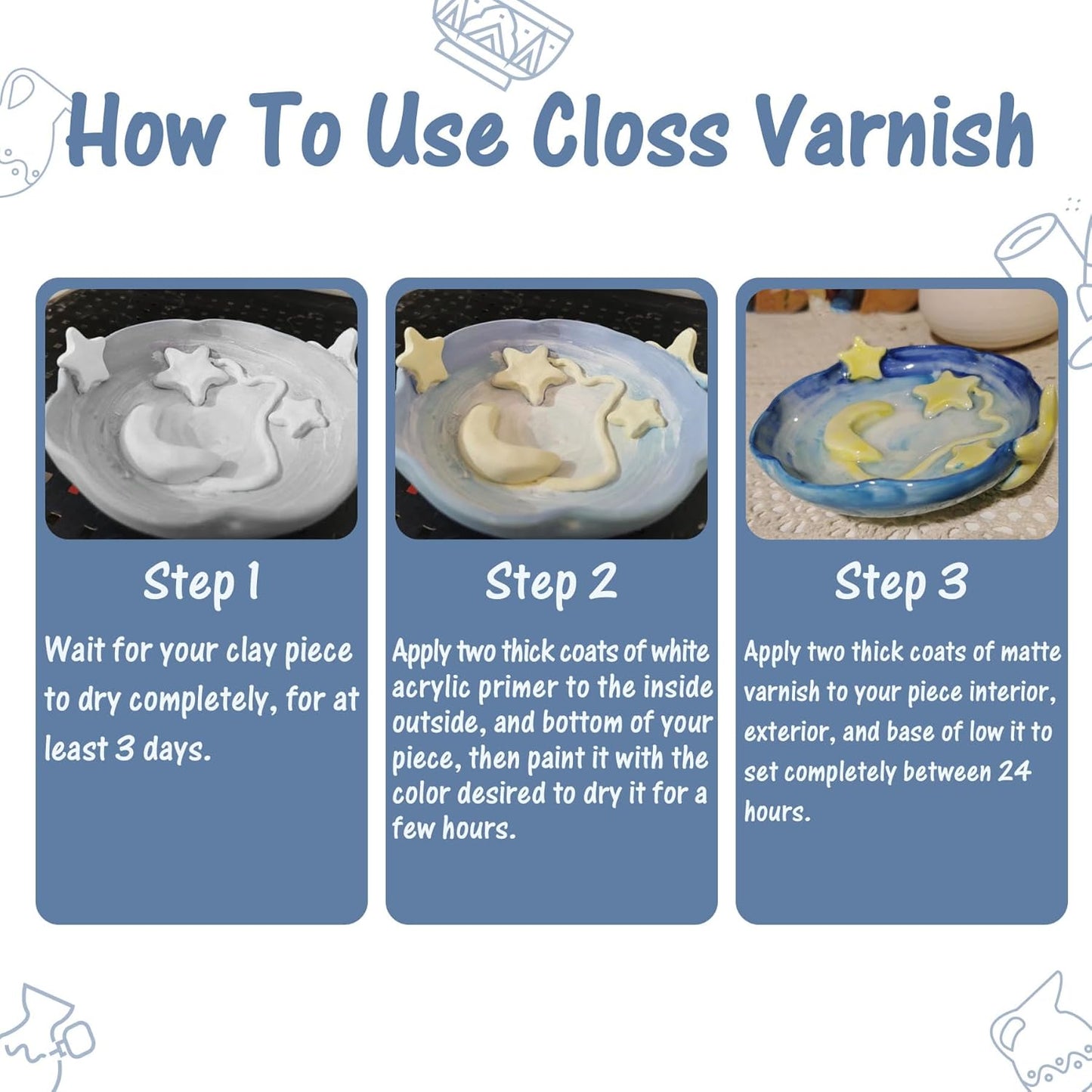 Air Dry Clay Glaze 100ml, Clay Varnish for Air Drying Clay, Clear Acrylic Varnish for Craft Pottery Waterproof & Gloss Finish