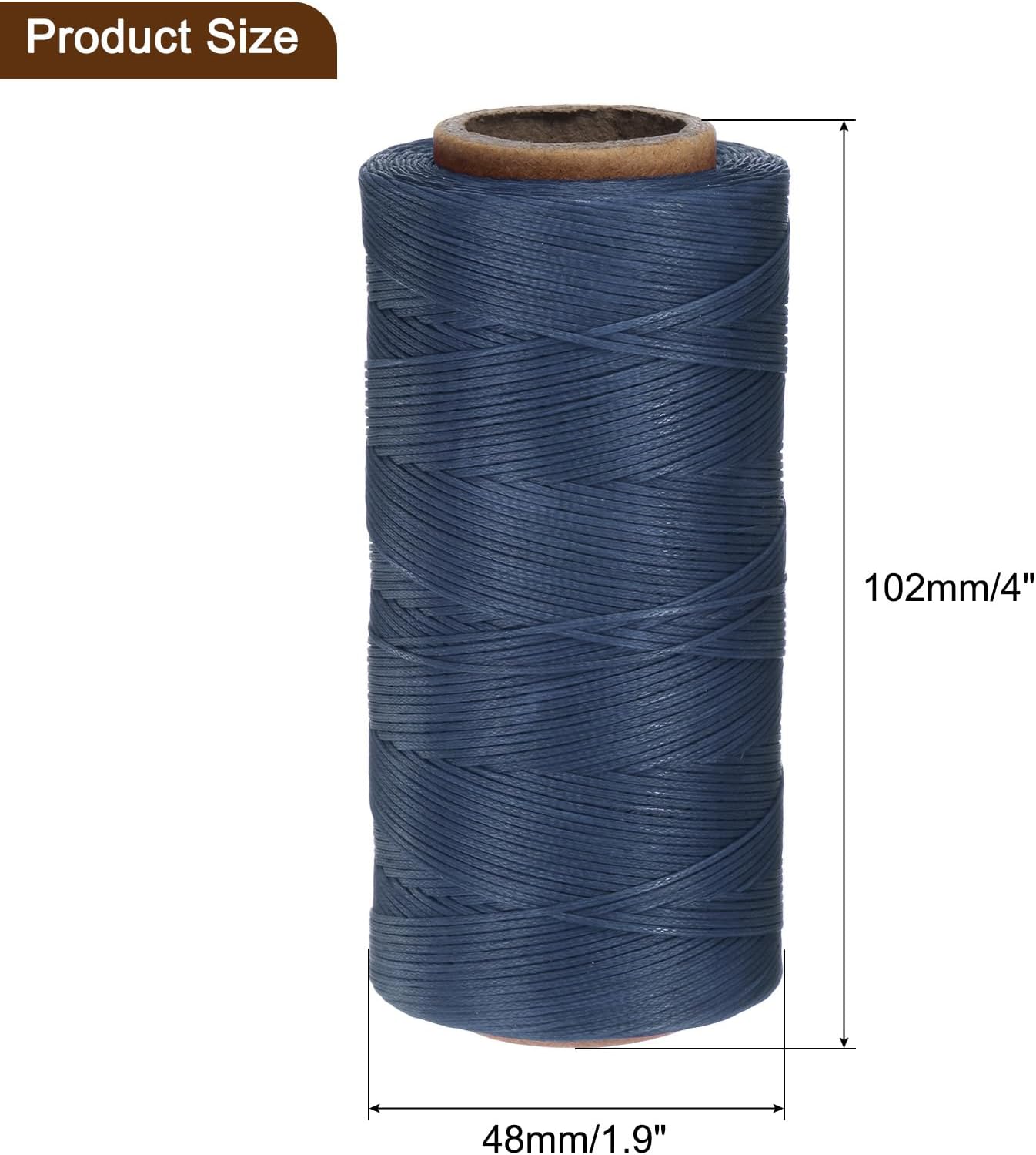 uxcell Leather Sewing Waxed Thread, 284 Yards / 260m 0.8mm 150D Flat Polyester All-Purpose Threads for Leather Crafts, Bookbinding, Denim Blue