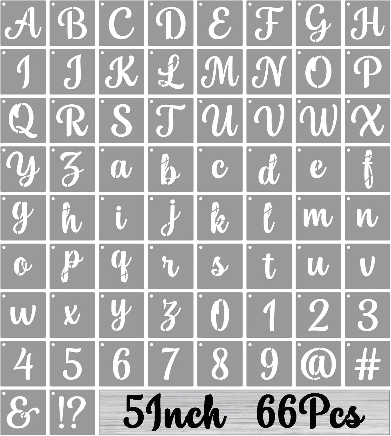 BAMIDELE 5 Inch Alphabet Letter Stencils for Painting, 66 Pcs Reusable Plastic Calligraphy Letter Stencils and Numbers Template Kit for Painting on Wood, Chalkboard, Fabric, Door Porch, Wall Art