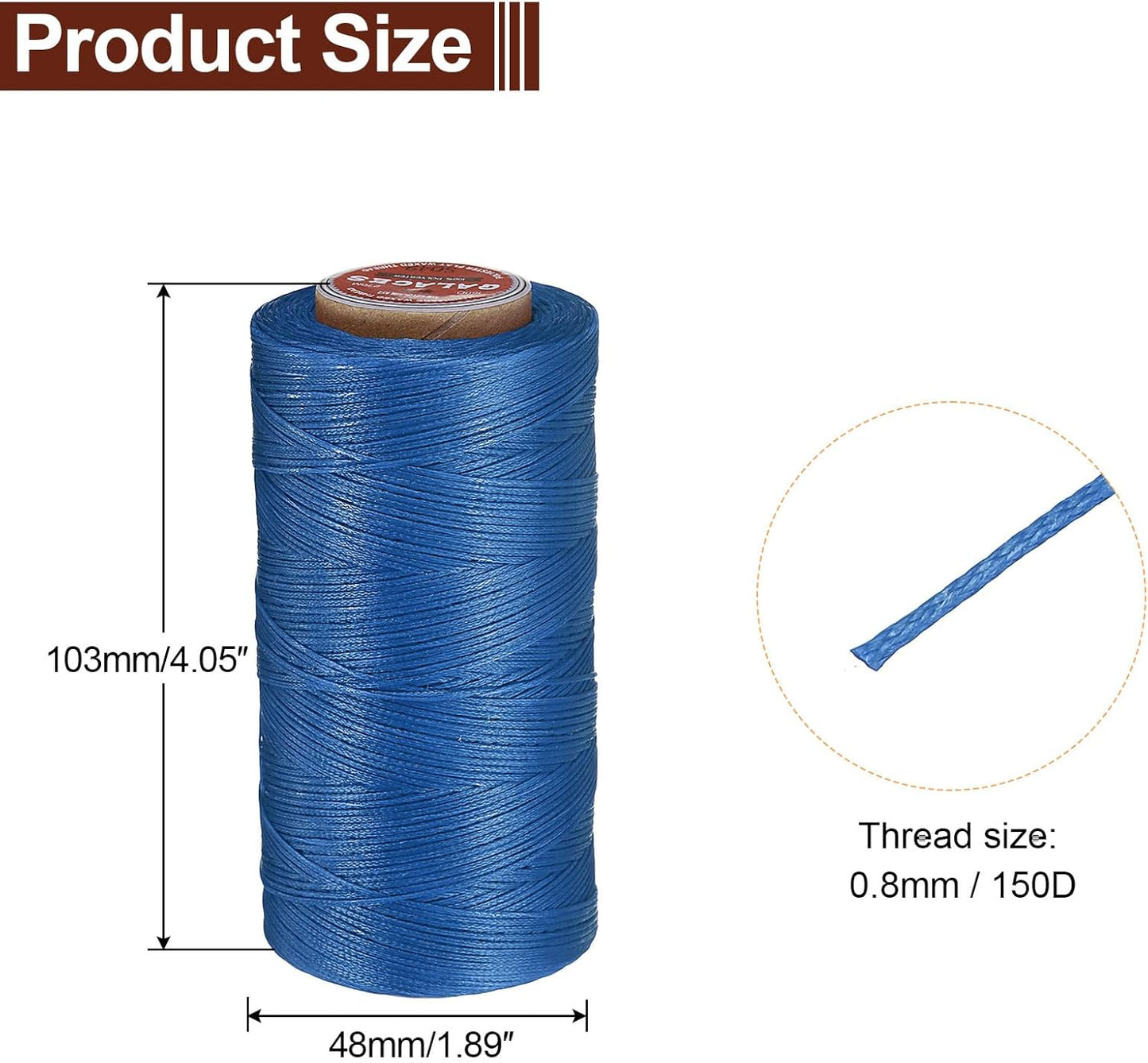 uxcell Flat Leather Sewing Waxed Thread, 270m / 295 Yards Polyester Wax String, 150D Wax Stitching Cord for Leather Crafts, Bookbinding, Bracelets Braided, Navy Blue