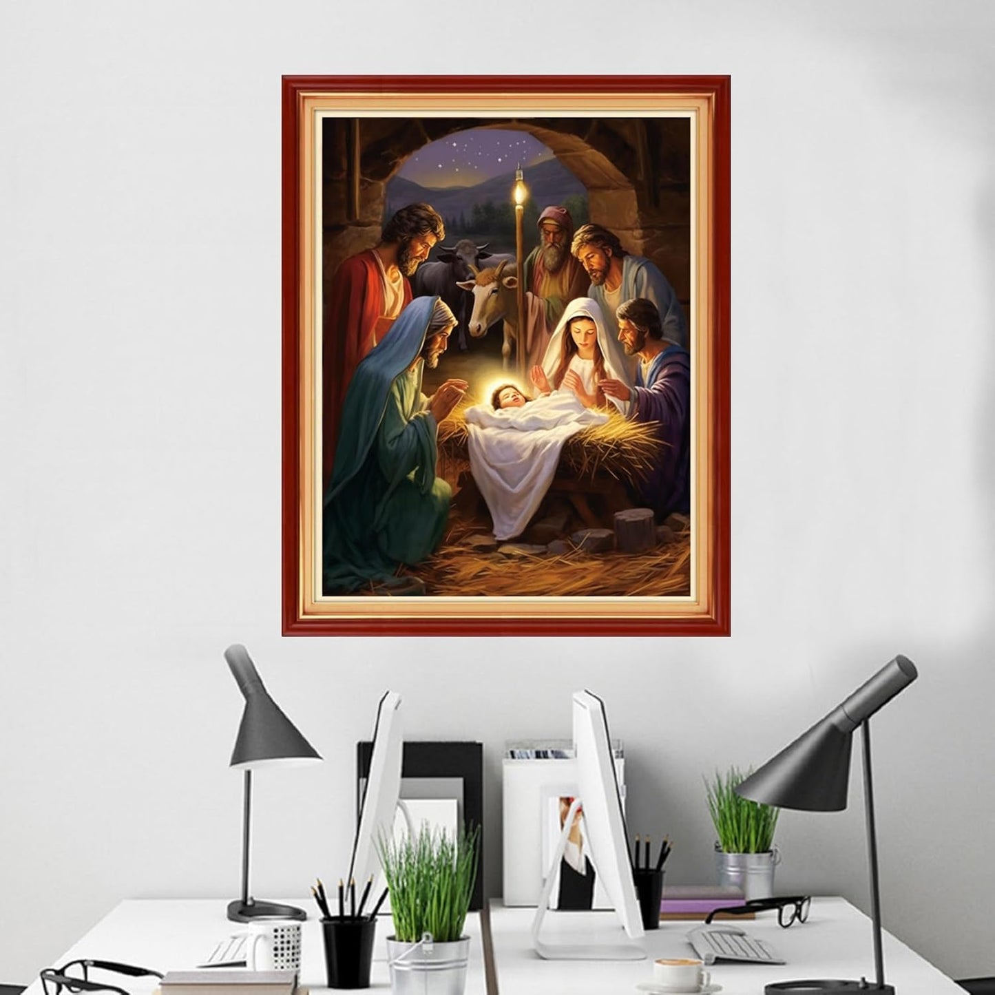 Foxhool Beginners Cross Stitch Kits Stamped Full Range of Embroidery Kits for Adults DIY Cross Stitches kit Embroidery Patterns for Needlepoint kit-Great Nativity 16x20 inch