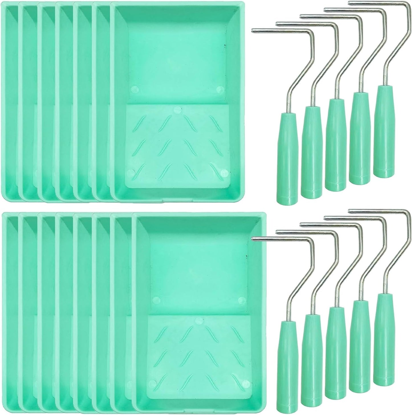 4 Inch Paint Tray, 25 Pack Plastic Paint Tray Kit, Heavy Duty Paint Roller Tray with Roller Frame, Sturdy Home Painting Supplies & Tools for Paint Rollers & Roller Brushes