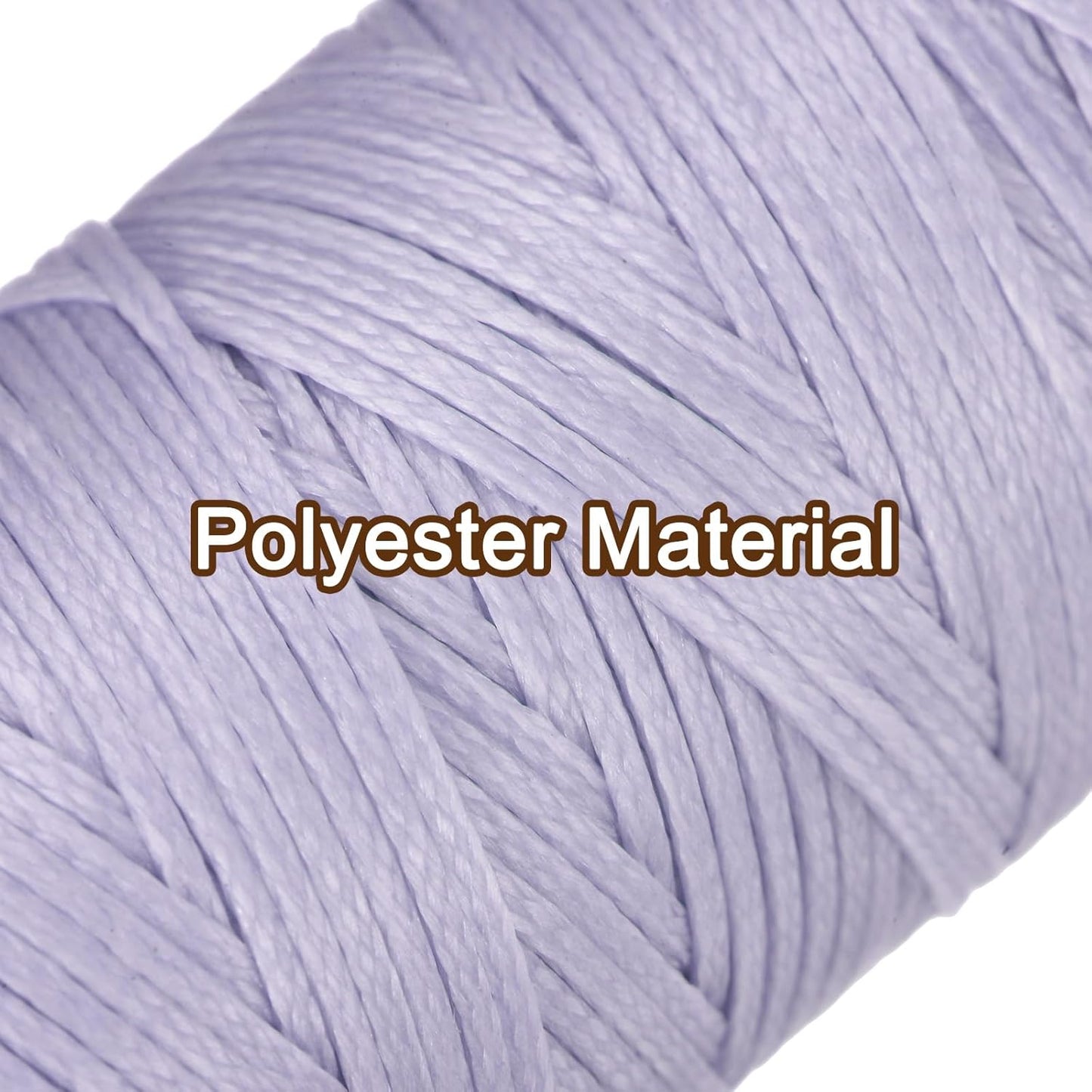 uxcell Leather Sewing Waxed Thread, 55 Yards / 50m 0.8mm 150D Flat Polyester All-Purpose Threads for Leather Crafts, Bookbinding, Lilac