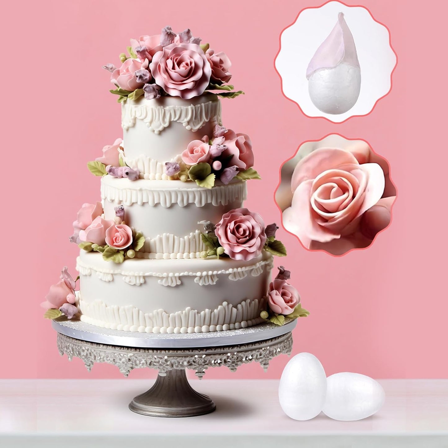 EORTA 80 Pieces Fondant Flower Forming Holders Oval Foam Flower Modeling Support Sugar Fondant Flowers Making Accessories for DIY Sugarcraft Baking Art, Large, 2.5X3.3 CM