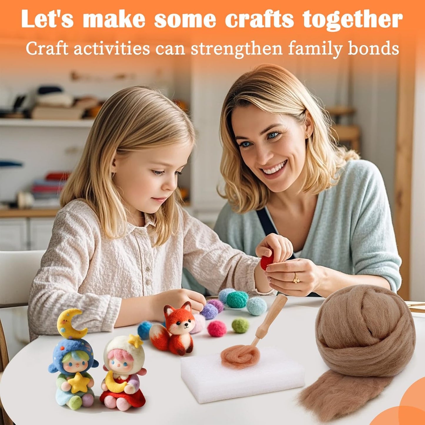 Mayboos Wool Roving Yarn, 1.76oz Colored Natural Wool Roving,Wool Felting Supplies Pure Wool Chunky Yarn for Wet Felting handcrafts and Spinning (Bright Brown Color)