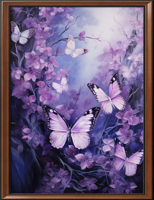 Leczany Cross Stitch Stamped Kit for Adults or Kids - Purple Butterfly | DIY Embroidery Starter Patterns Craft Kit Needlepoint for Beginner | 11CT, 3 Strands | 13x16.9 inches
