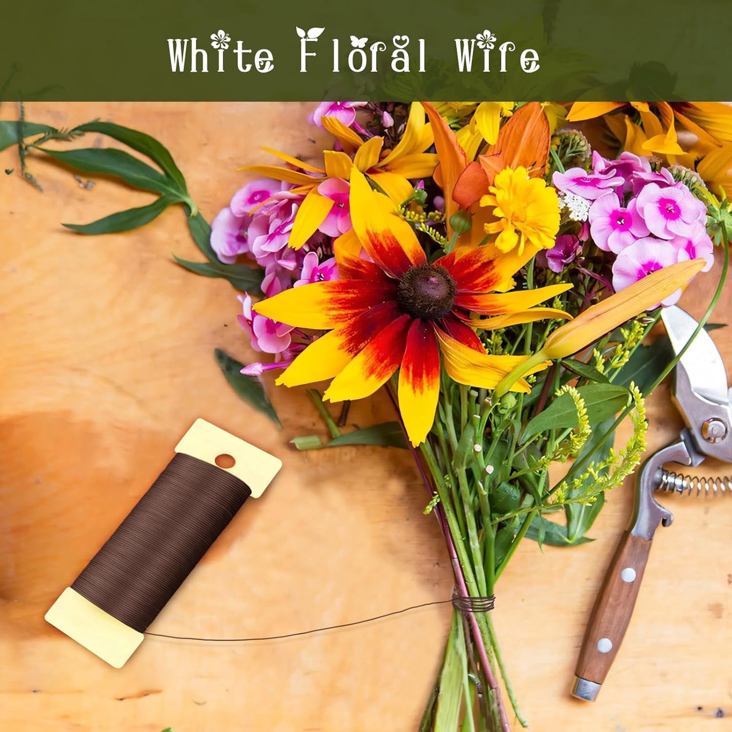 Floral Wire, 38 Yards 114 Ft 22 Gauge Metal Wire for Crafts, Flexible Wreath Flower Thin Craft Wire for Ornaments Ribbon Making DIY, Coffee