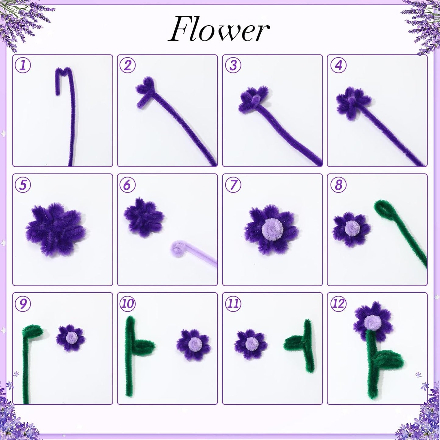 700 Pcs Halloween Fall Pipe Cleaners Craft Bulk Pastel Chenille Stems Flower DIY Gradient Colored Fluffy for School Classroom Thanksgiving Christmas Party Supplies(Purple,Green)