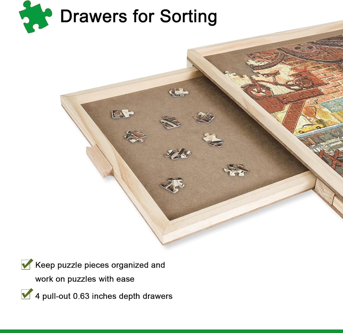 ALL4JIG 1500 Piece Rotating Puzzle Board with Drawers and Cover,25"x34"Portable Wooden Jigsaw Puzzle Table for Adults Portable,Lazy Susan Spinning Puzzle Boards Birthday Gift for mom