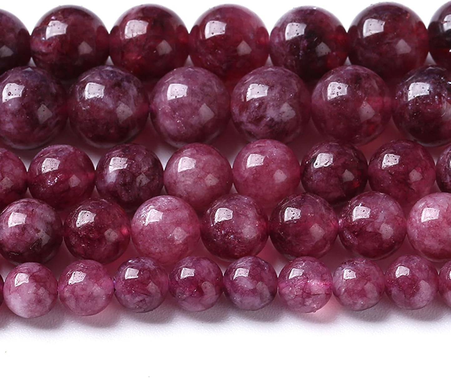 90PCS 8MM Natural Stone Kunzite Purple Jade Beads Round Loose Beads for Jewelry Making Bracelet 2 Strands 32"