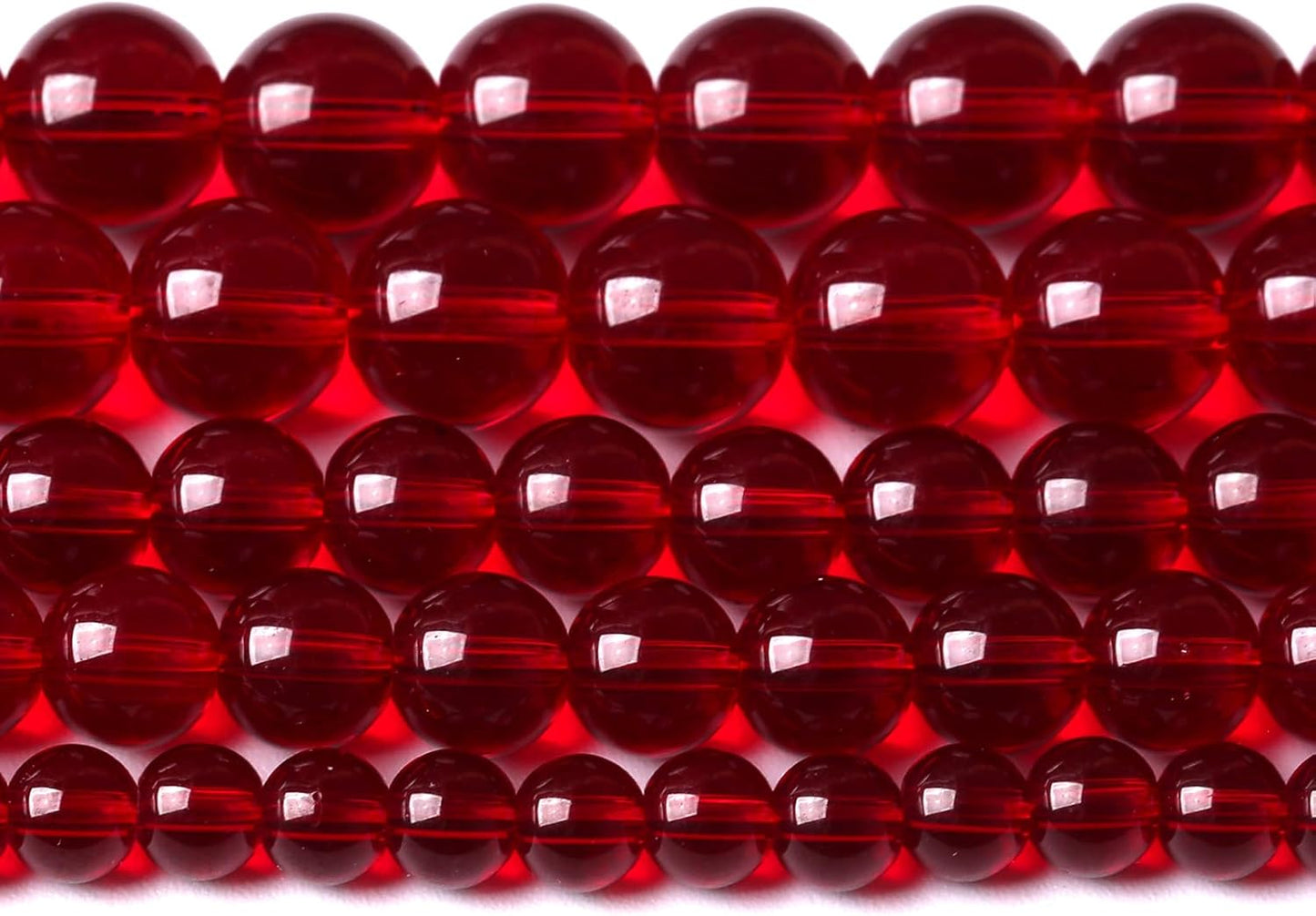 6mm Garnet Red Glass Crystal Beads Smooth Round Stone Beads with Energy Power for DIY Jewlery Bracelets Making 120pcs 2 Strands 32"
