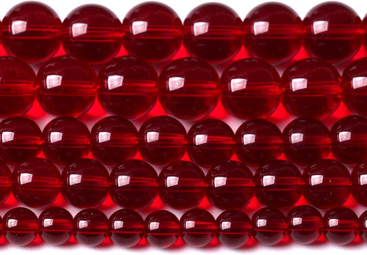 12mm Garnet Red Glass Crystal Beads Smooth Round Stone Beads with Energy Power for DIY Jewlery Bracelets Making 32pcs 1 Strands 15"