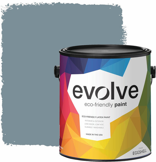 EVOLVE Paint & Primer: Environment-friendly, Eggshell with One-coat Coverage for Interior & Exterior surfaces (River Blue, 1-Gallon)