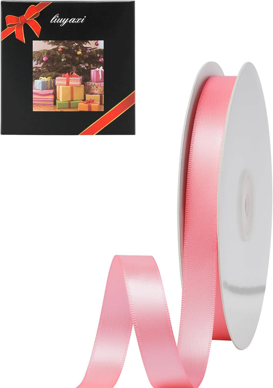 LIUYAXI Light Pink Satin Ribbon, Double Faced 1/2" X Continuous 25 Yards Ribbons Perfect for Gift Wrapping Bows Bouquet Wedding Craft and More