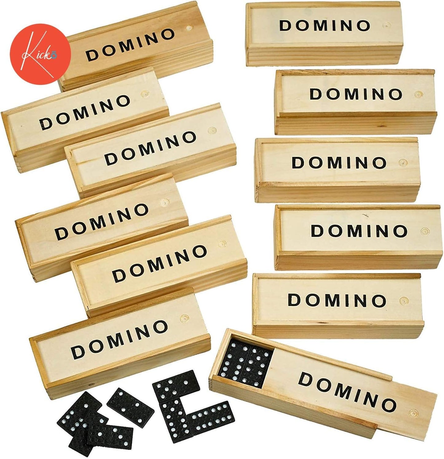 Kicko Mini Wooden Dominoes Set - 12 Pack - Miniature Classic Board Games - Small Blocks, Educational Toys, Game Tiles, Leisure Time, for Teens and Adults
