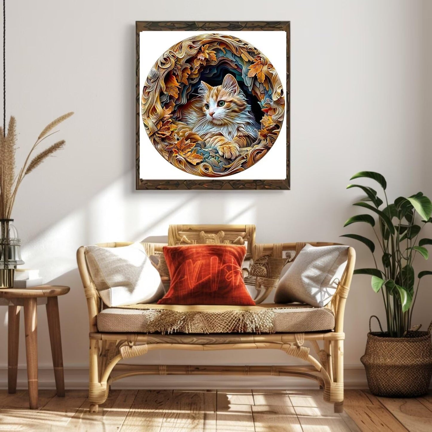 Wooden Puzzles Adults, 3D Cat Wooden Puzzles 300 Pieces, Unique Animal Shaped Wood Challenging Jigsaw Puzzles Gifts for Adults, 13.4x13.3in