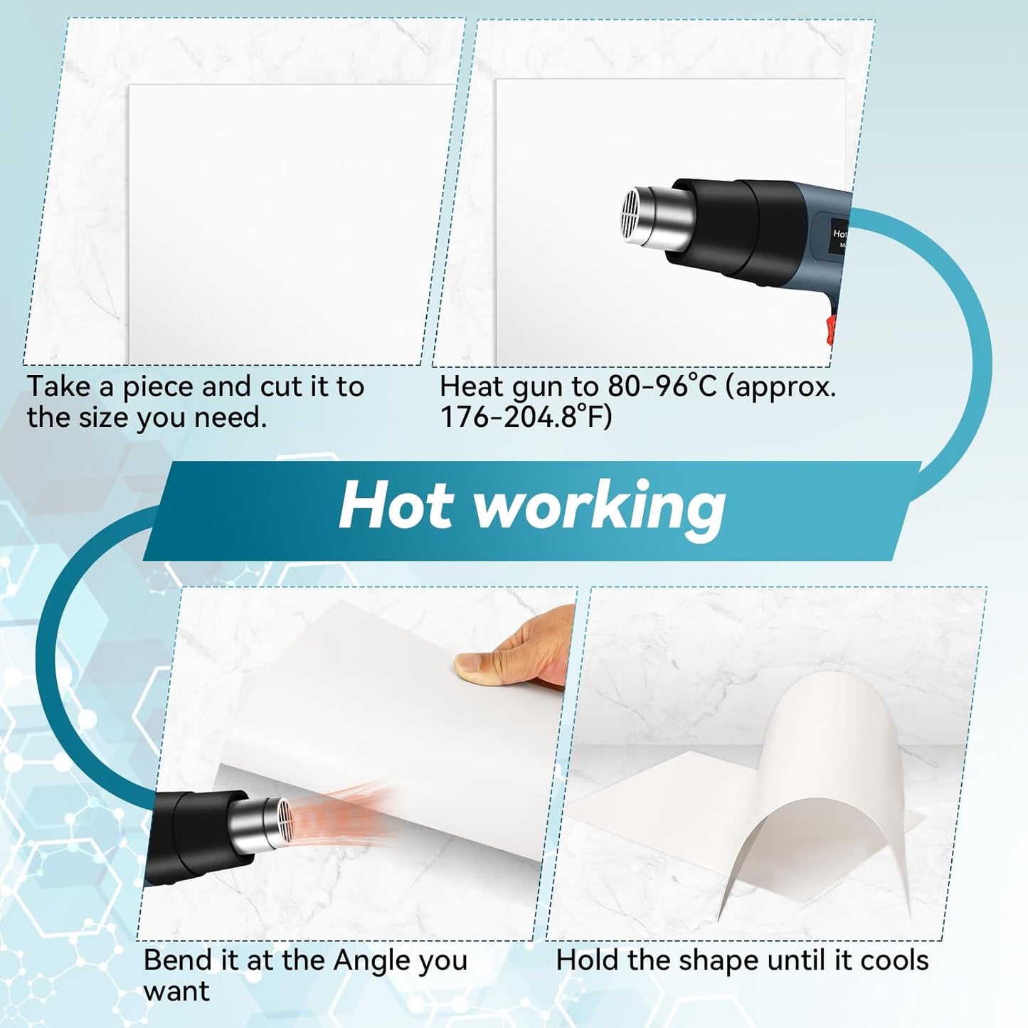 5 Pack White Plastic Sheets 12x12x0.04in Flexible High Tensile Plastic Sheets Hard Plastic Panel for DIY Materials Handicrafts Home Decoration