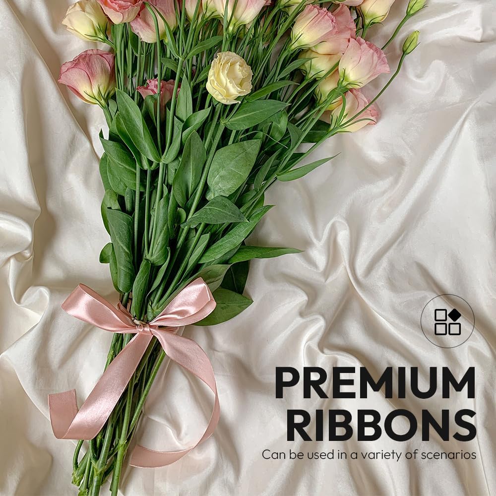 5/8" x 100 Yards Satin Ribbon - Silver Silk Ribbon with Spool - Ideal for Gift Wrapping, Floral Bouquets, Crafts, Wedding Party Decorations, Christmas and Sewing Projects