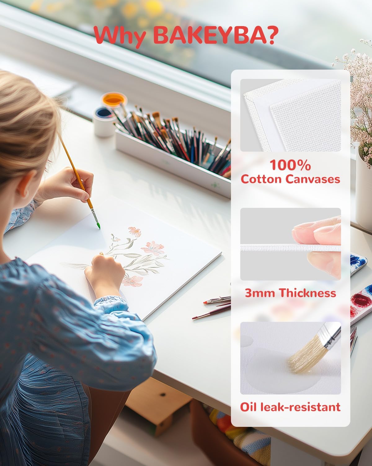 Canvas Boards for Painting 48 Pack 9x12 Inch Painting Canvas Panels, 100% Cotton White Blank Canvas Boards for Painting, Art Supplies Paint for Acrylics Oil Watercolor Tempera Paints