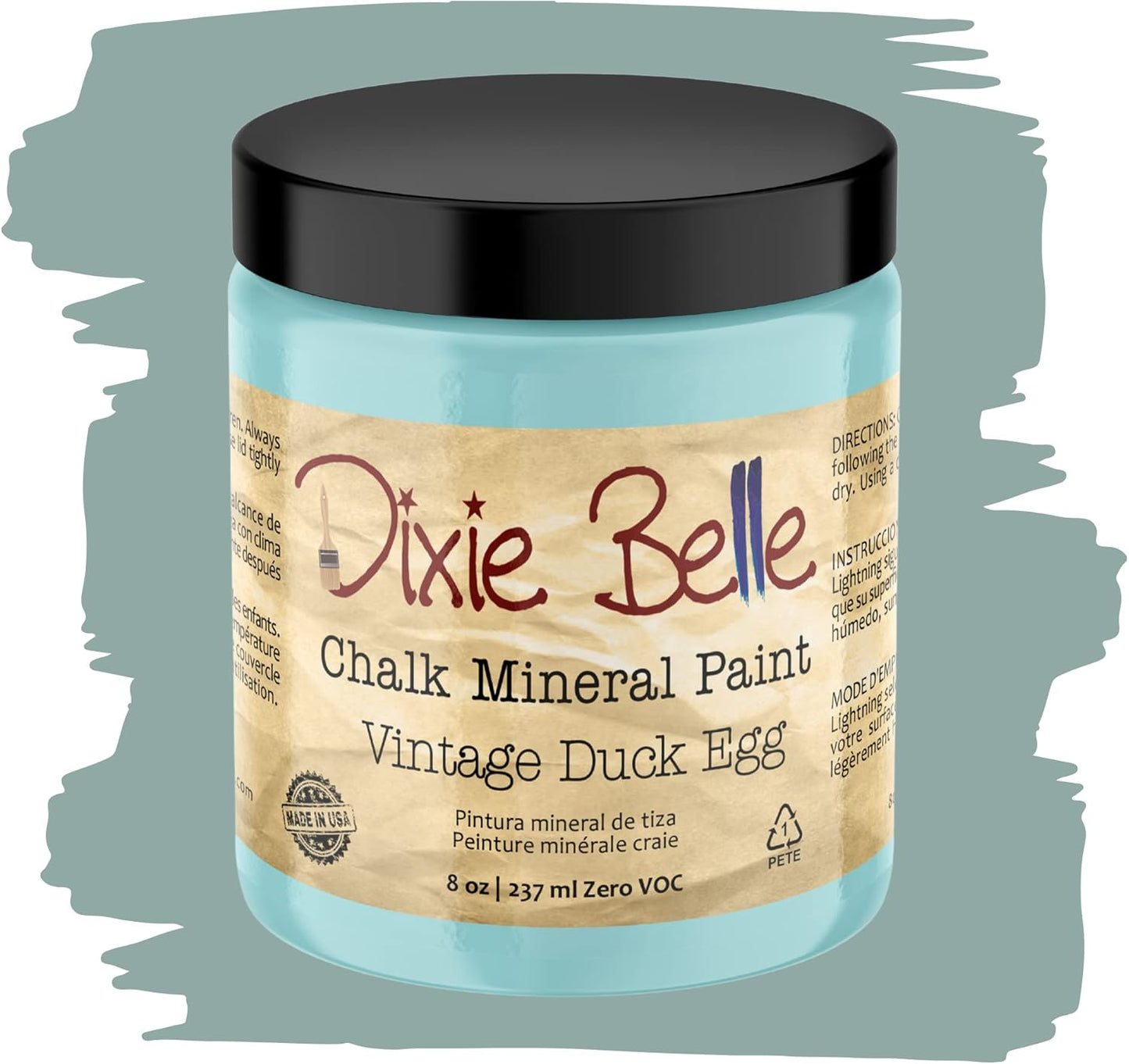 Dixie Belle Paint Company Chalk Finish Furniture Paint - Vintage Duck Egg (8oz) - Matte Light Blue Chic Chalk Mineral DIY Furniture Paint