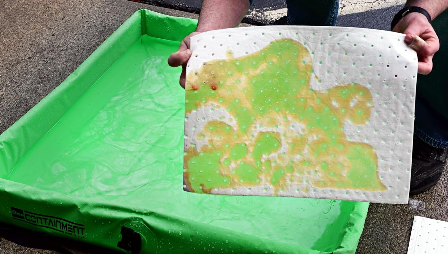 FlashDry Oil Absorbent Pads – High Absorbency of Oil-Based Liquids, Water-Repellent, Tear-Resistant, Premium Mats, Ideal for Garage, Driveway, Automotive, Marine Use, 17.5” x 13.5”, 300 Pads in Total